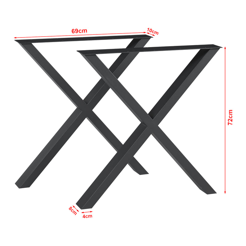 Schizzo in scala Set Greith di 2 Gambe a X per Mobili Fai da Te in Acciaio - Nero [en.casa]