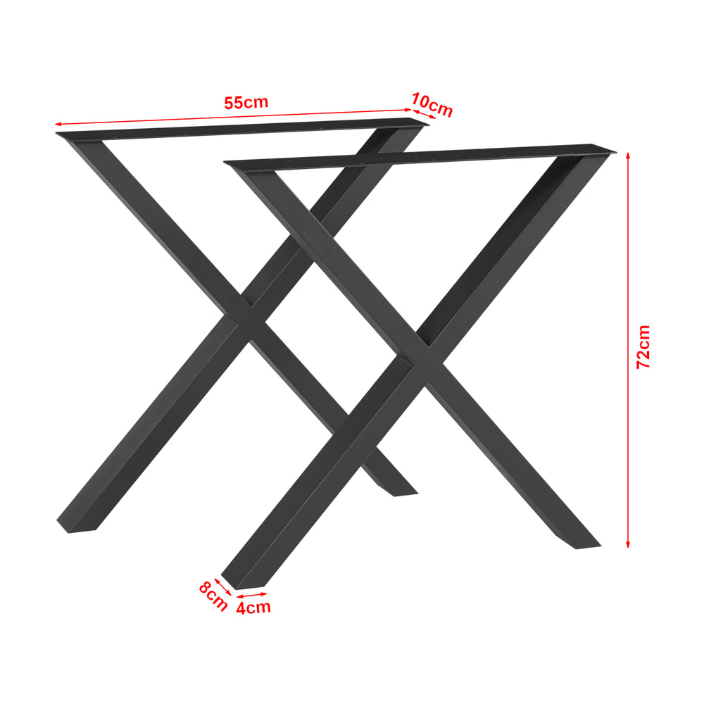 Set di 2 Gambe a Forma di X Maribo per Mobili 'Fai da Te' - Acciaio Nero [en.casa]