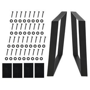 Set di 2 Gambe in Acciaio per Tavolo/Scrivania Fai da Te - Vari Misure - 2 Gambe di Forma Rettangolare - Nero Opaco
