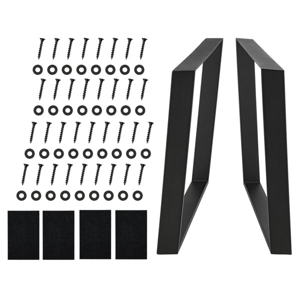 Set di 2 Gambe in Acciaio per Tavolo/Scrivania Fai da Te - Vari Misure - 2 Gambe di Forma Rettangolare - Nero Opaco