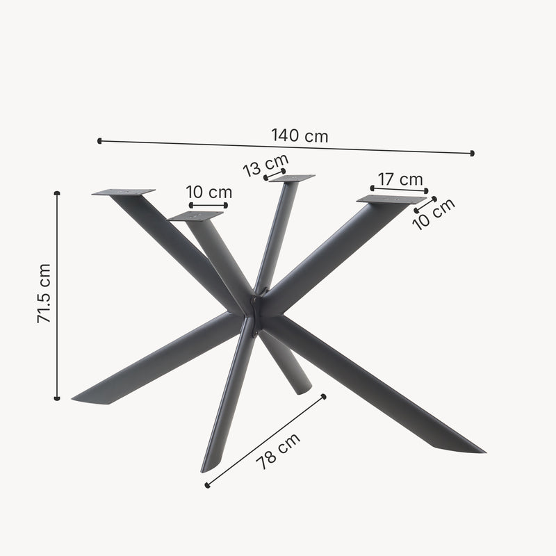 Schizzo in scala Telaio Svallersun per Mobili 'Fai da Te' Struttura a 4 Gambe Incrociate in Acciaio 140 x 78 x 71,5 cm - Nero [en.casa]