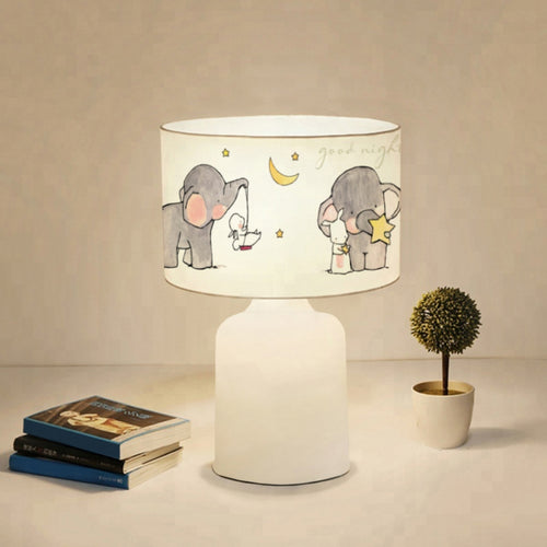 Lampada da Comodino 'Macclesfield' per Cameretta Lampada da Tavolo con Paralume Cilindrico in Tessuto Lampada per Bambini con Vari Motivi - lux.pro 