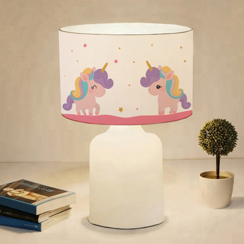 Lampada da Comodino 'Macclesfield' per Cameretta Lampada da Tavolo con Paralume Cilindrico in Tessuto Lampada per Bambini con Vari Motivi - lux.pro 