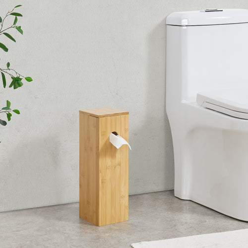 Porta Carta Igienica 'Storuman' Portarotolo da Terra in Bambù [en.casa] 