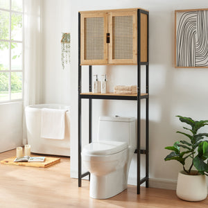 Armadio da bagno Tervola 172x63x27 cm Nero/Bambù [en.casa] - premiumXL