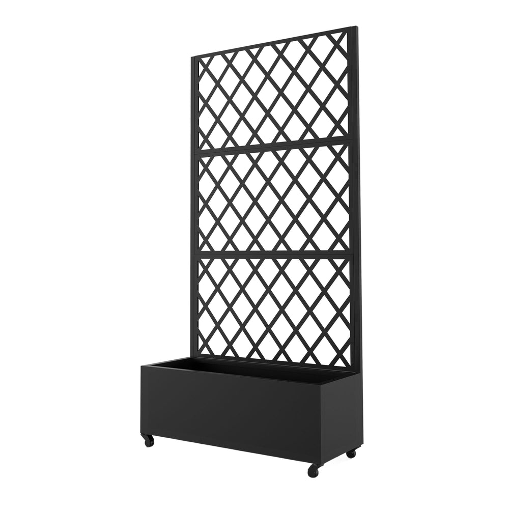 Fioriera con Spalliera Malja Divisorio a Rotelle 190 x 82 x 38 cm - Acciaio Nero casa.pro