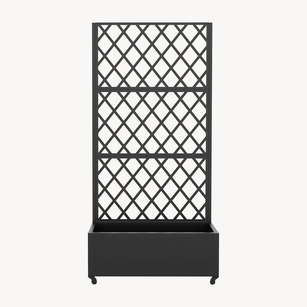 Fioriera con Spalliera Malja Divisorio a Rotelle 190 x 82 x 38 cm - Acciaio Nero casa.pro