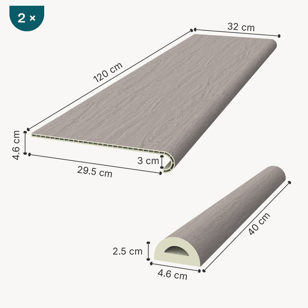 Set di Profili Bunschoten Coprigradini Arrotondati in PVC 120 x 32 x 4,6 cm NEU.HOLZ