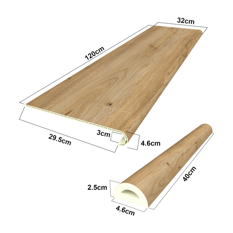 Schizzo in scala Set di Profili Bunschoten Coprigradini Arrotondati in PVC 120 x 32 x 4,6 cm NEU.HOLZ