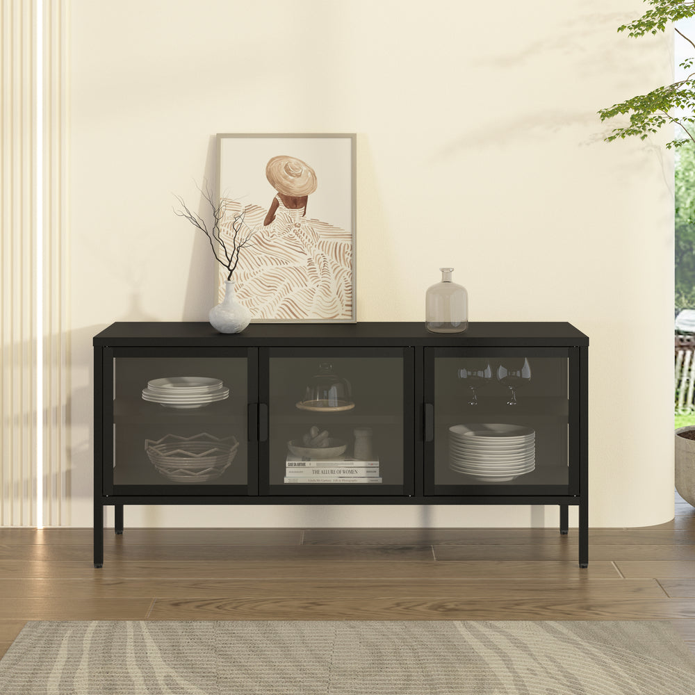 Armadietto con Vetrina Borshavisa Credenza con Ante in Vetro [en.casa] 