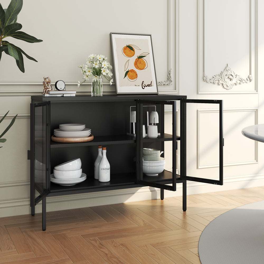 Armadietto con Vetrina Borshavisa Credenza con Ante in Vetro [en.casa] 