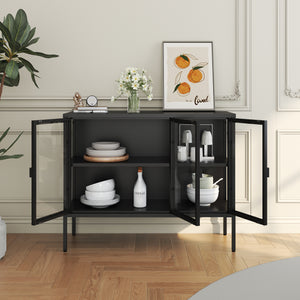 Armadietto con Vetrina Borshavisa Credenza con Ante in Vetro [en.casa] 