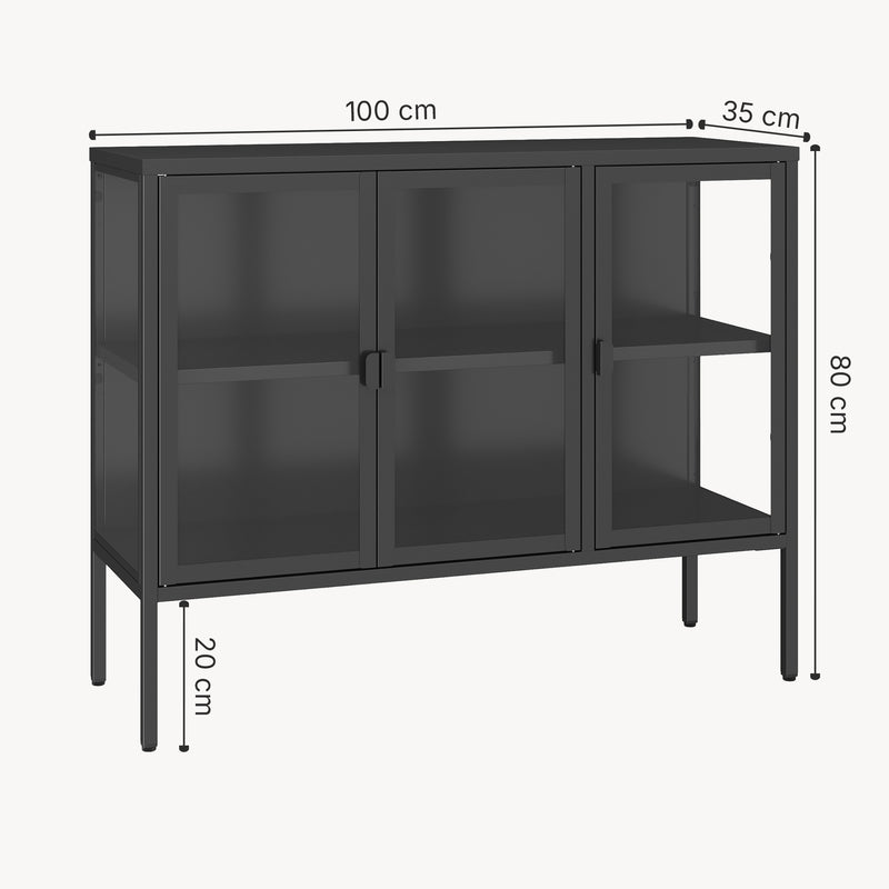 Schizzo in scala Armadietto con Vetrina Borshavisa Credenza con Ante in Vetro [en.casa] 