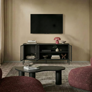Credenza Vinterhavn in Acciaio con Ante in Vetro Scanalato [en.casa] 