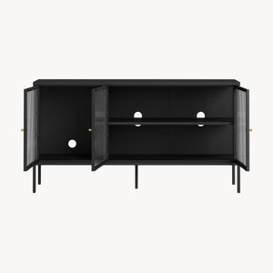 Credenza Vinterhavn in Acciaio con Ante in Vetro Scanalato [en.casa] 