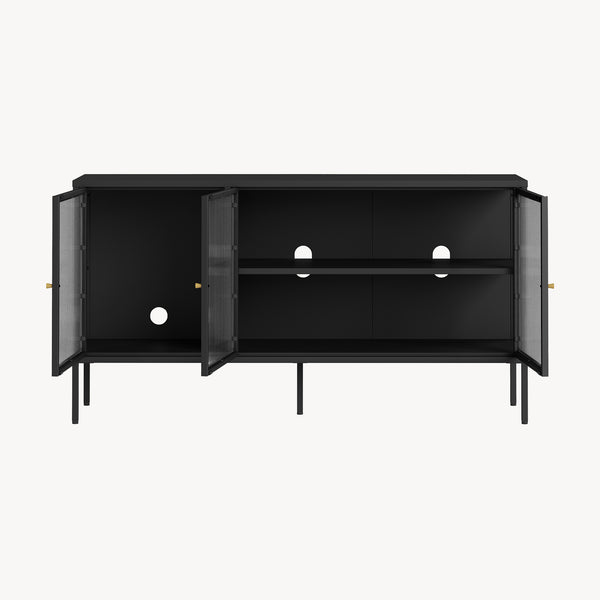 Credenza Vinterhavn in Acciaio con Ante in Vetro Scanalato [en.casa] 