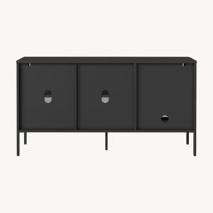 Credenza Vinterhavn in Acciaio con Ante in Vetro Scanalato [en.casa] 