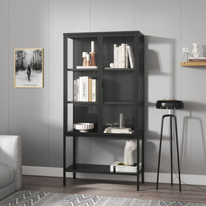 Vetrina Borshavisa in acciaio, 2 ante, 160x80x35 cm, nero [en.casa]