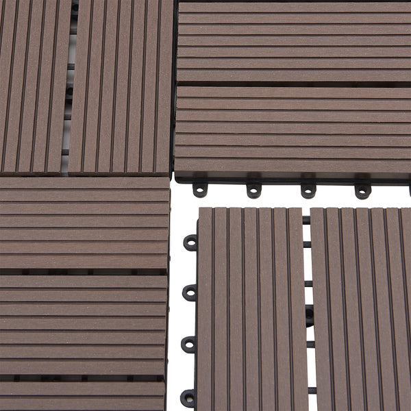 Set di 11 Piastrelle in WPC 'Schramberg' per Pavimentazione da Esterno con Sistema a Incastro, Copertura cca.1m² - Vari Colori [en.casa]