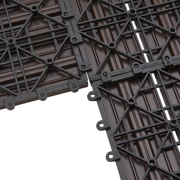 Set di 11 Piastrelle in WPC 'Schramberg' per Pavimentazione da Esterno con Sistema a Incastro, Copertura cca.1m² - Vari Colori [en.casa]