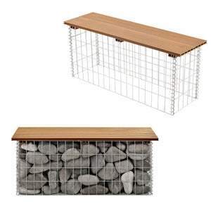 Panchina Gabbione Metallico con Seduta in WPC 100 x 30 x 45 cm pro.tec