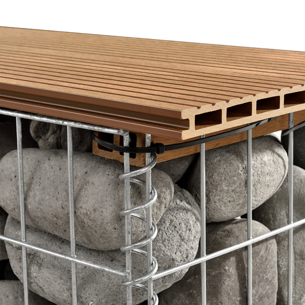 Panchina Gabbione Metallico con Seduta in WPC 100 x 30 x 45 cm pro.tec