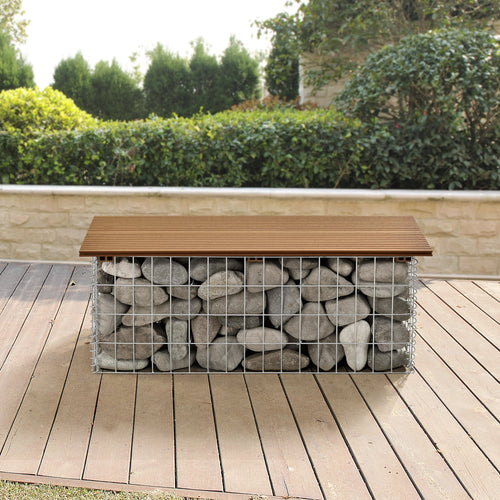 Panchina Gabbione Metallico con Seduta in WPC 100 x 30 x 45 cm pro.tec