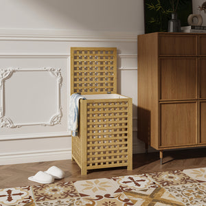 Mobile Portabiancheria Jystiand in Bambù con Coperchio Ribaltabile [en.casa] 