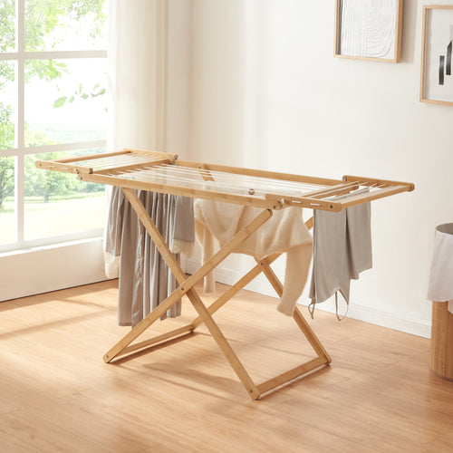 Stendibiancheria pieghevole Fakala 154x59x82 cm bambù [en.casa] - premiumXL