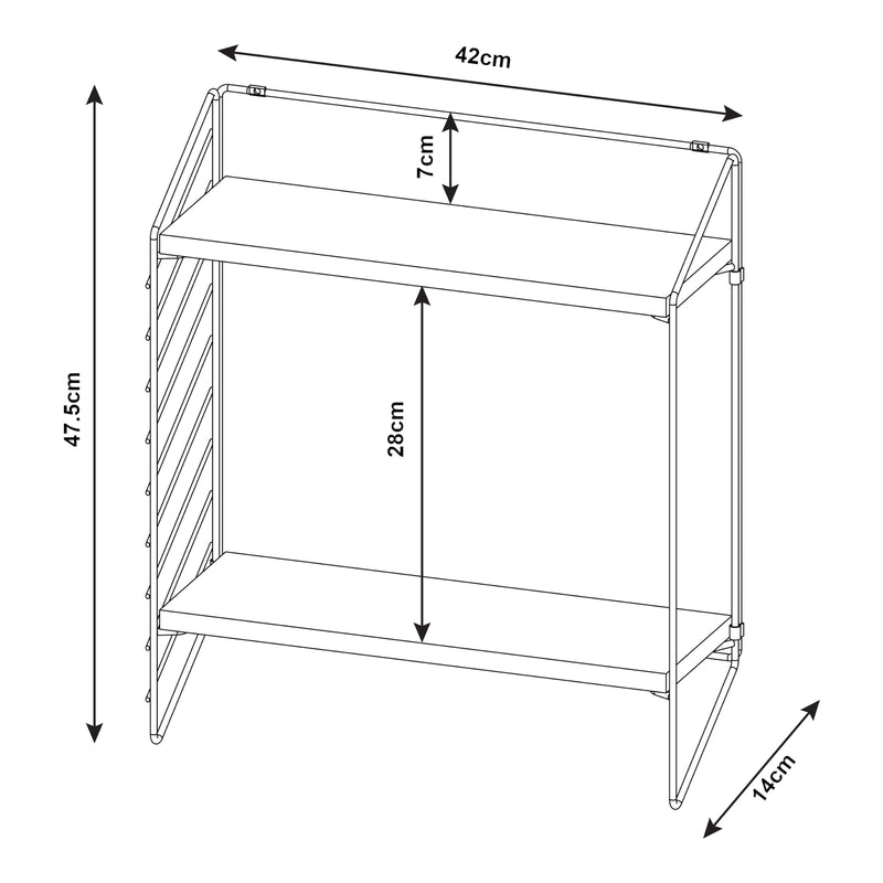 Schizzo in scala Scaffale da Parete Bømlo 47,5 x 42 x 14 cm - Vari Colori [en.casa]