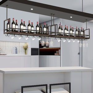 Portabottiglie Sospeso da Soffitto Borejle con Portacalici e Ganci per Tazze [en.casa] 