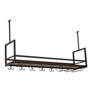 Portabottiglie Sospeso da Soffitto Borejle con Portacalici e Ganci per Tazze [en.casa] 