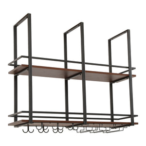 Portabottiglie Hubro Nero/effetto noce [en.casa]