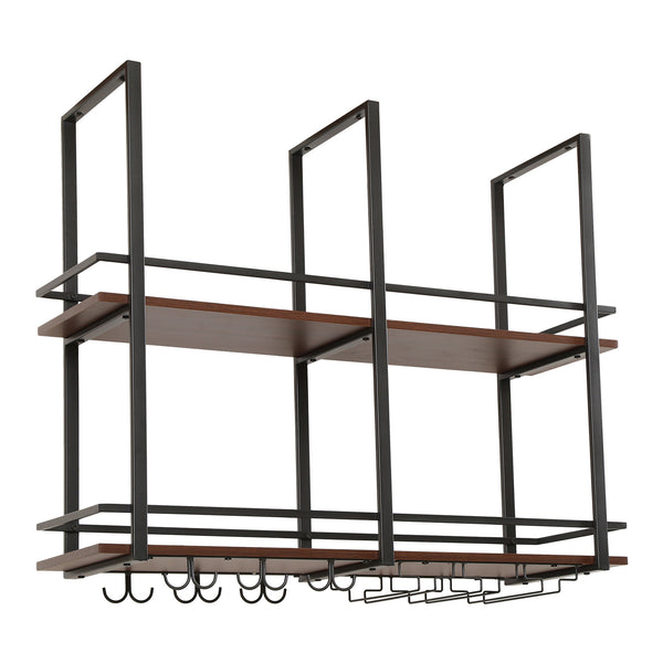 Portabottiglie Hubro Nero/effetto noce [en.casa]