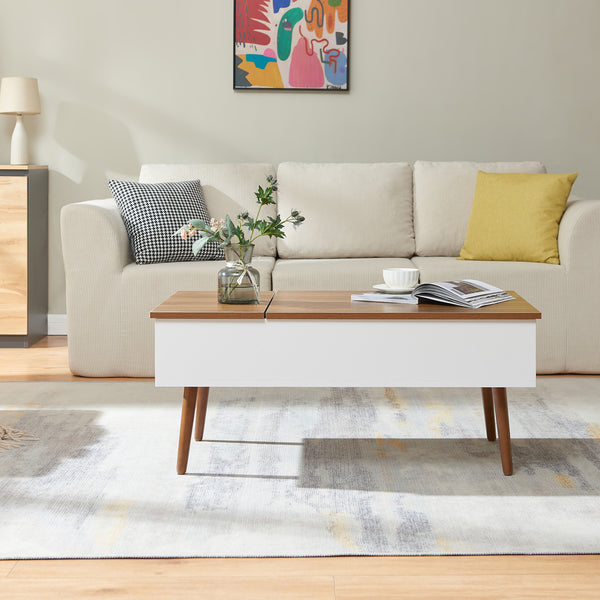 Tavolino da Salotto Flesen con Piano Sollevabile e Scomparti 92 x 52 x 41 cm [en.casa]