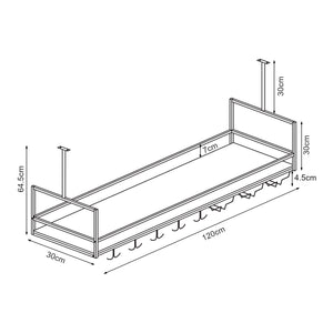 Portabottiglie Sospeso da Soffitto Borejle con Portacalici e Ganci per Tazze [en.casa] 