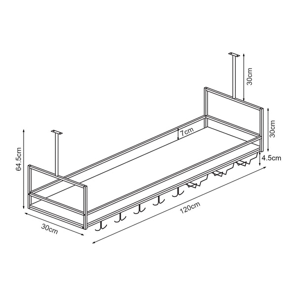 Portabottiglie Sospeso da Soffitto Borejle con Portacalici e Ganci per Tazze [en.casa] 