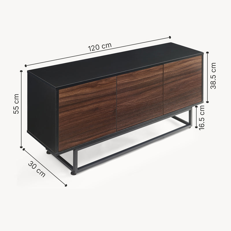 Schizzo in scala Armadietto Boxholm Credenza Bassa con 3 Ante Push-Open [en.casa] 