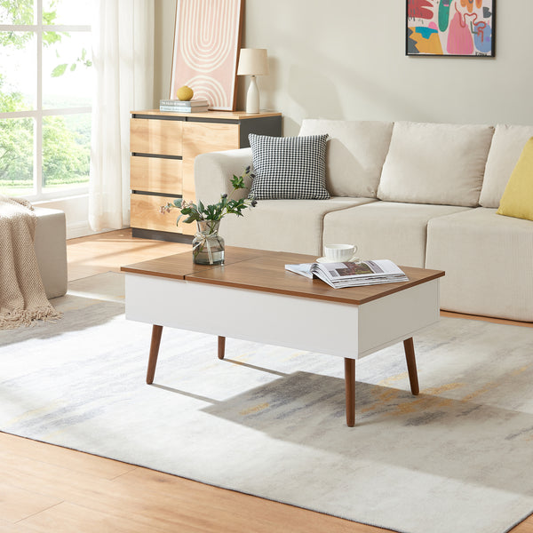 Tavolino da Salotto Flesen con Piano Sollevabile e Scomparti 92 x 52 x 41 cm [en.casa]