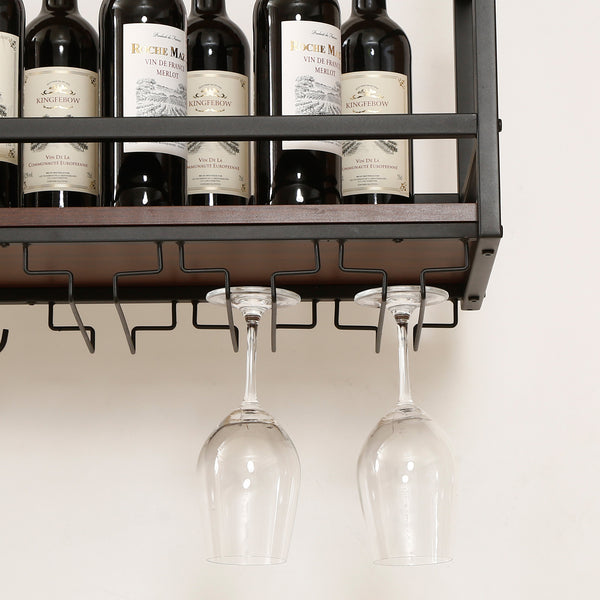 Portabottiglie Sospeso da Soffitto Borejle con Portacalici e Ganci per Tazze [en.casa] 