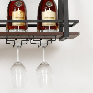 Portabottiglie Hubro Nero/effetto noce [en.casa]