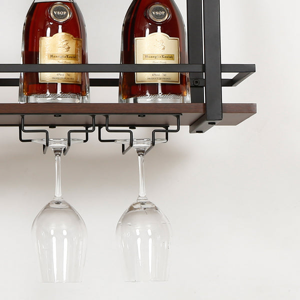 Portabottiglie Hubro Nero/effetto noce [en.casa]