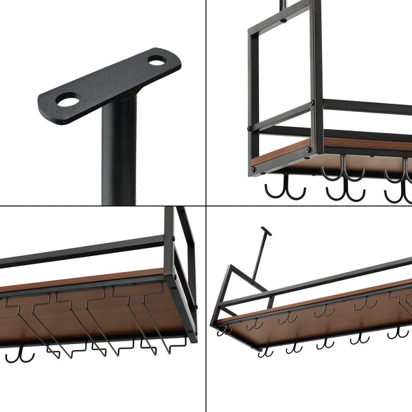 Portabottiglie Sospeso da Soffitto Borejle con Portacalici e Ganci per Tazze [en.casa] 