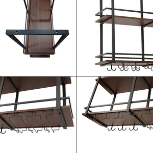 Portabottiglie Hubro Nero/effetto noce [en.casa]