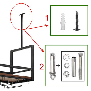 Portabottiglie Sospeso da Soffitto Borejle con Portacalici e Ganci per Tazze [en.casa] 