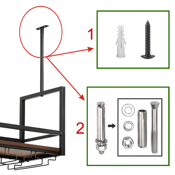 Portabottiglie Sospeso da Soffitto Borejle con Portacalici e Ganci per Tazze [en.casa] 