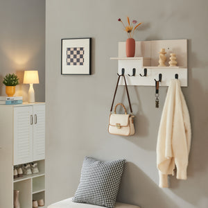 Appendiabiti da parete Botaruvn con 2 ripiani 34x59x13 cm Beige/Bianco [en.casa] - premiumXL