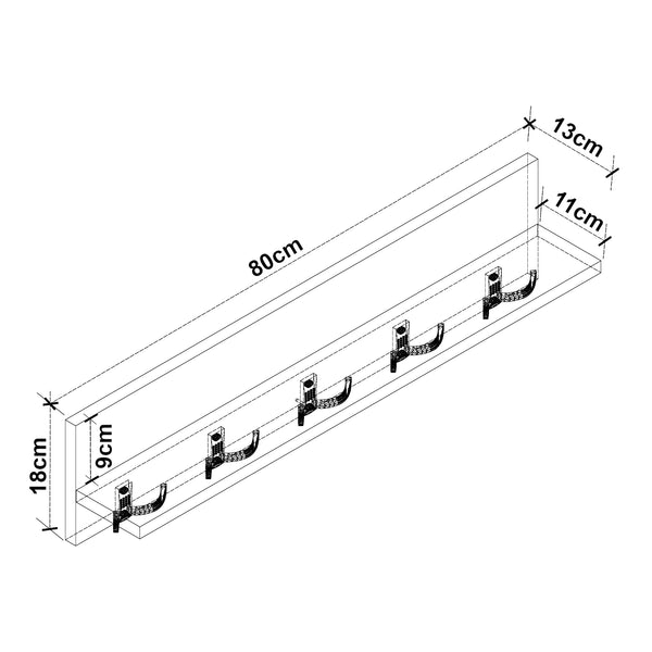 Appendiabiti da parete Hammarö 80x11x18cm in vari colori [en.casa]