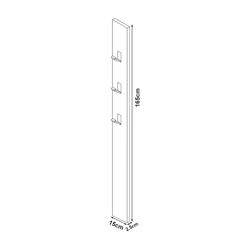 Schizzo in scala Appendiabiti da Parete Hansnes con 3 Ganci Pieghevoli 165 x 15 x 2,5 cm [en.casa]