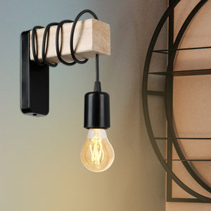 Lampada da Parete 'Chelmsford' Senza Paralume Applique in Metallo e Legno [lux.pro]
